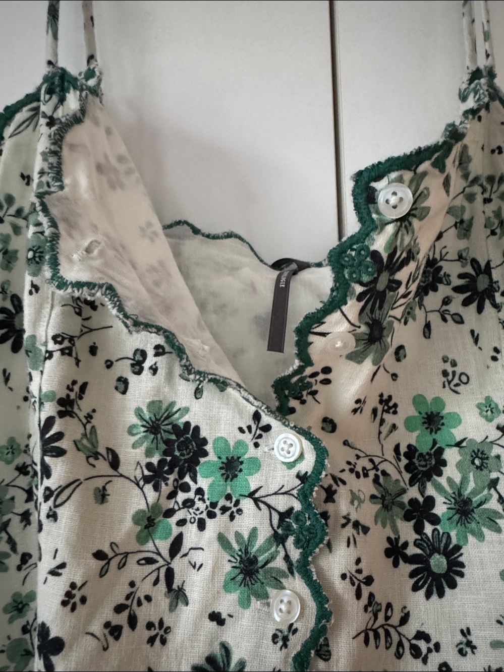 NWT Anthropologie Linen Cotton Drop Waist Midi Floral Adjustable Strap Dress - Picture 6 of 12